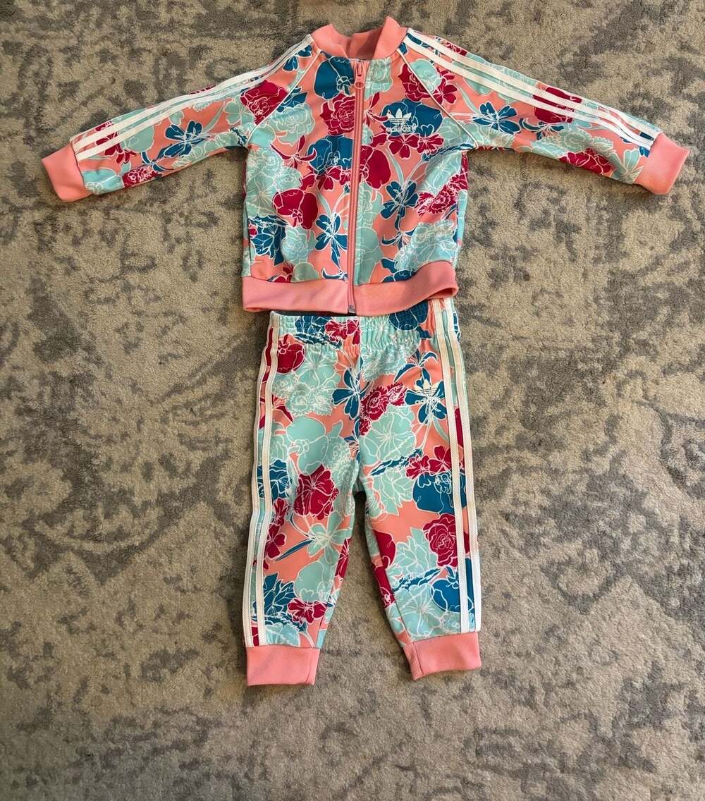 Adidas Infant Girls Floral Superstar Tracksuit Set 12M